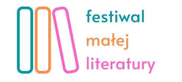 logo festiwalu trzy kolorowe książki ustawione pionowo