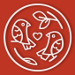 Logotyp zespołu muzycznego Kapela Hanki: dwa białe ptaszki na czerwonym tle.