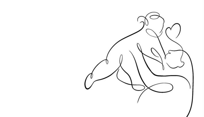 Logotyp Fundacji Ta Mama ma Imię: postać kobiety trzymającej w rękach małe dziecko.